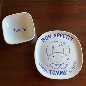 Personalized Plate and Bowl. “Tommy”